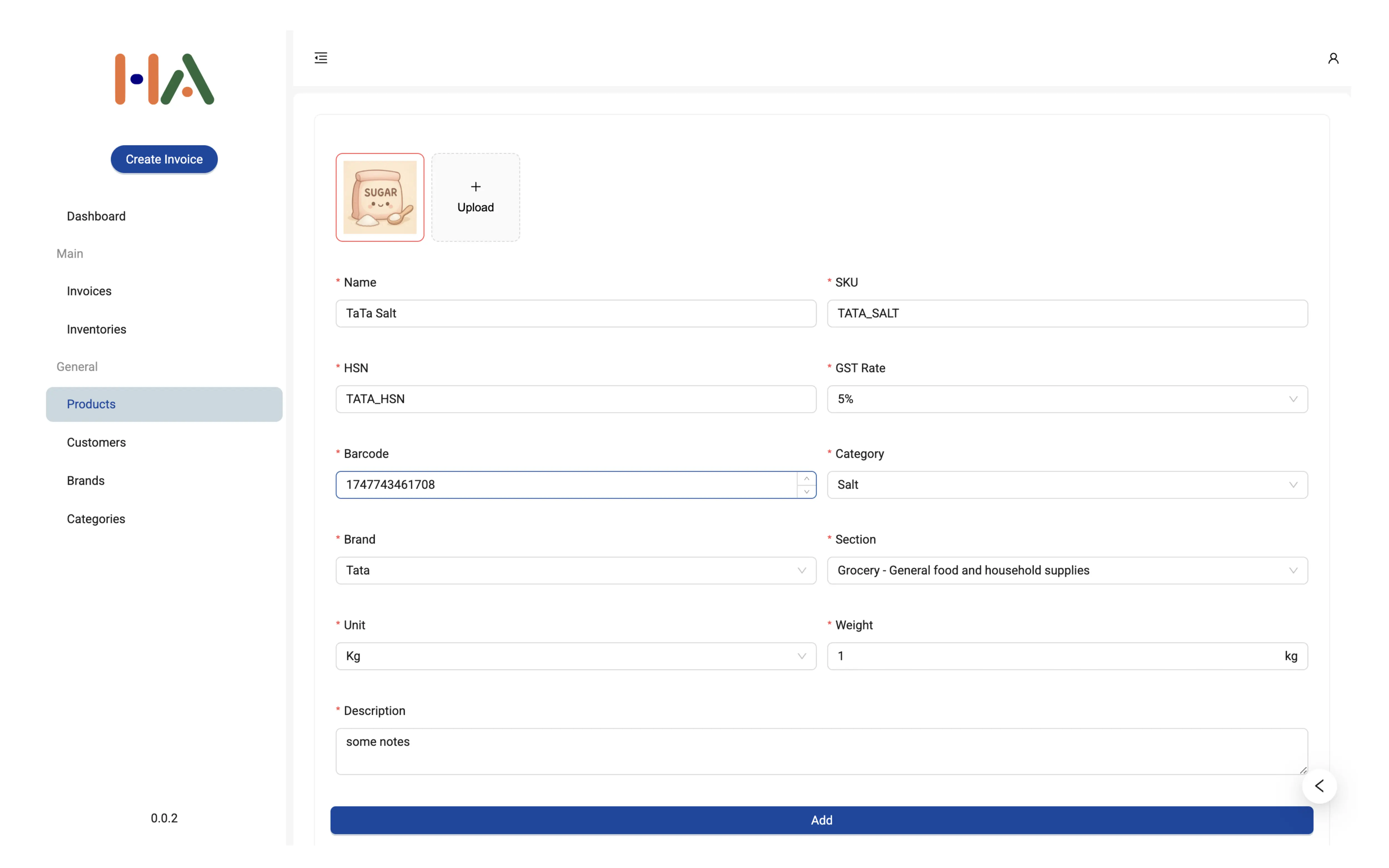 Create Product demo